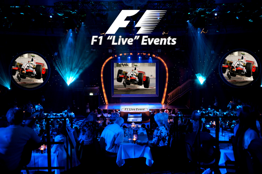Formel 1 ”Live” på kæmpe skærme der måler 4x6 m.